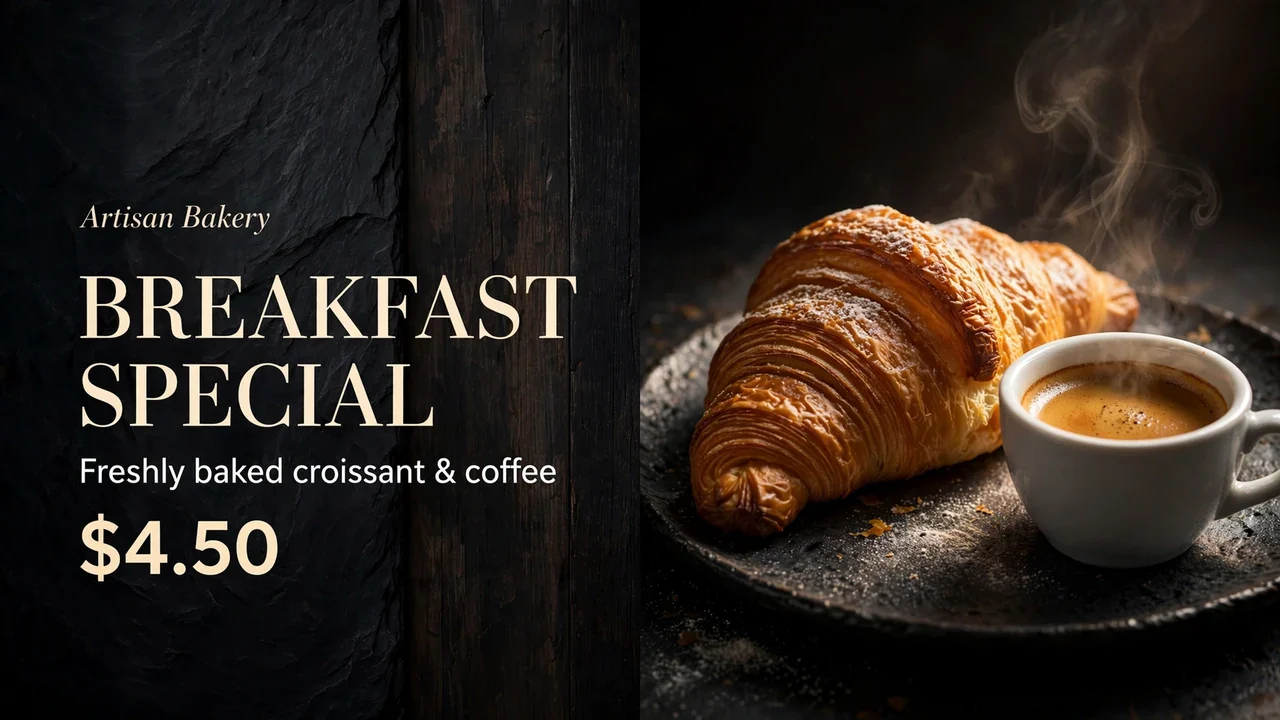Croissant and coffee breakfast